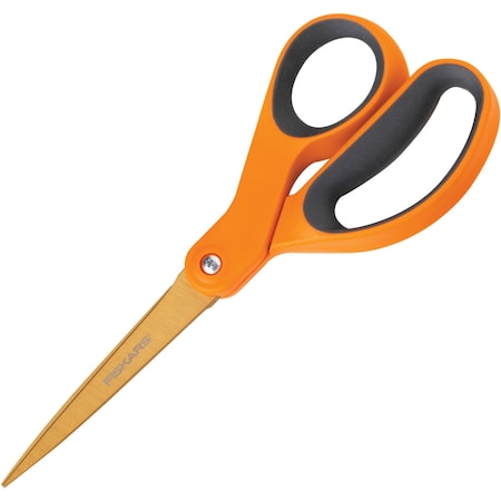 Fiskars Contoured Scissors, Straight, Softgrip, 8" L, Orange/Gray FSK01004244J
